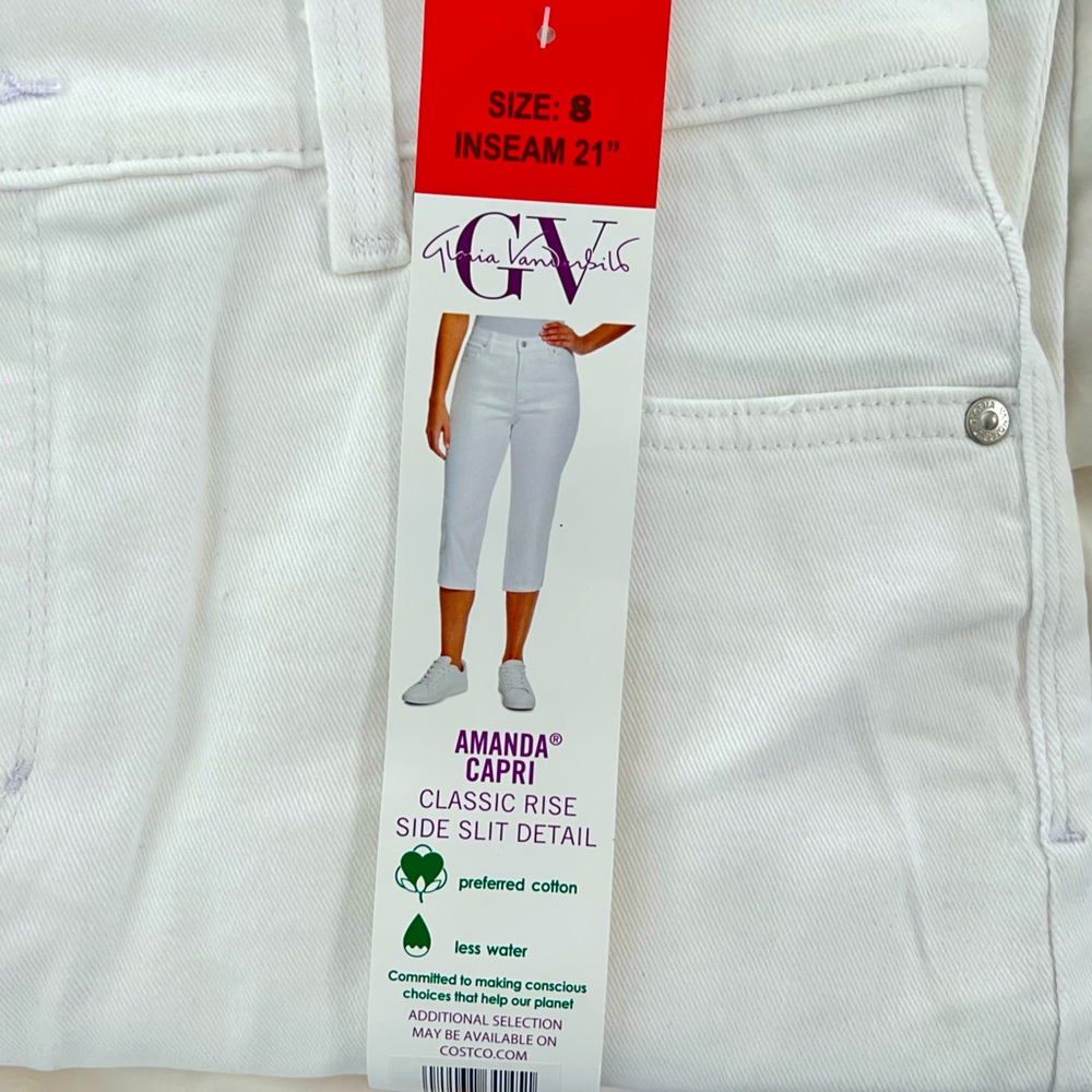 Gloria Vanderbilt Classic Rise AMANDA White Capri Jeans Size 8 *New with Tags